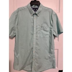 Tommy Hilfiger Men's Size XLarge Aqua Blue Short-sleeve Button-up Casual Shirt